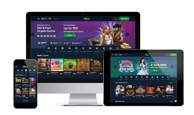 winz.io casino website screens