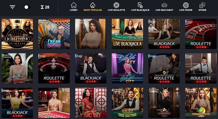 betflip live casino games