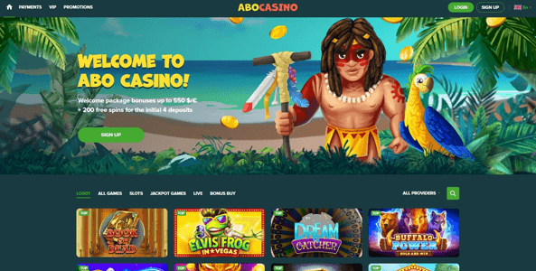 abocasino website screen