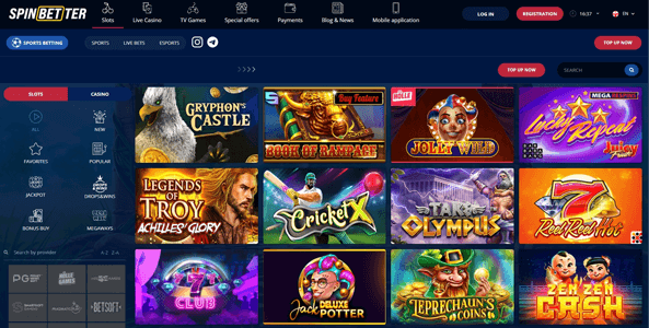 spinbetter casino website screen