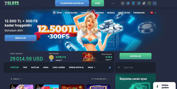 7slots casino website screen tr