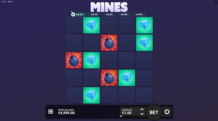 mines hacksaw game screen