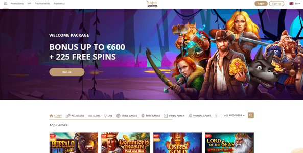 boho casino website screen