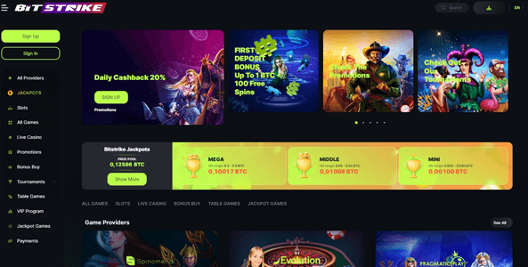 bitstrike casino website screen