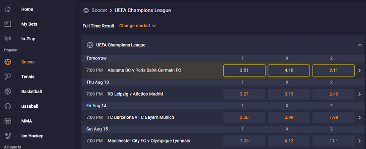 cloudbet sportsbook matches