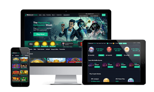 games.bitcoin.com website screens