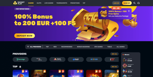 rocketplay casino website screen