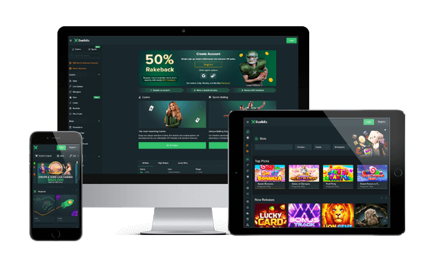 duelbits casino website screens