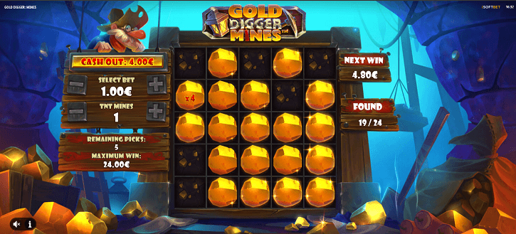 gold digger mines game screen