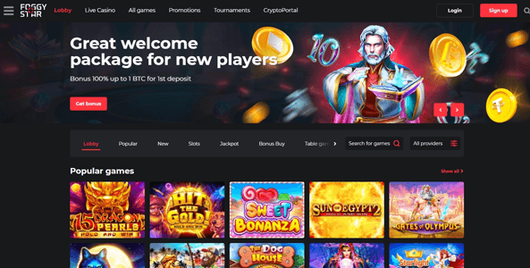 foggystar casino website screen
