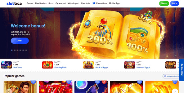 slottica casino website screen