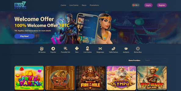 blizz casino website screen