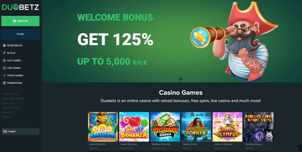 duobetz casino website screen