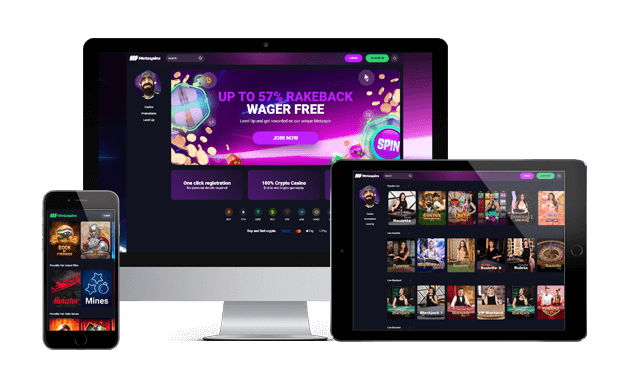 metaspins casino website screens