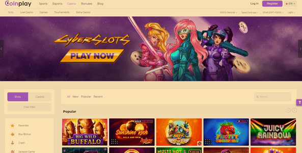coinplay casino website screen