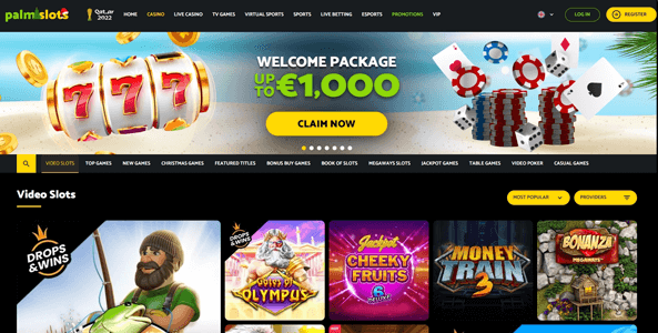 palmslots casino website screen