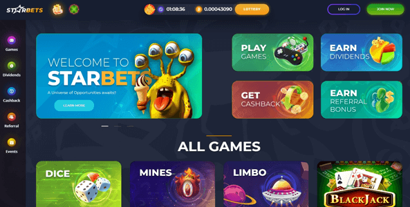 starbets casino website screen