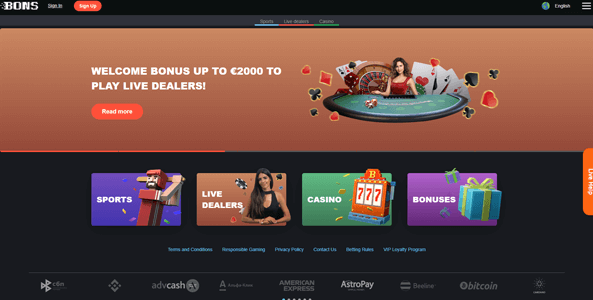 bons casino website screen