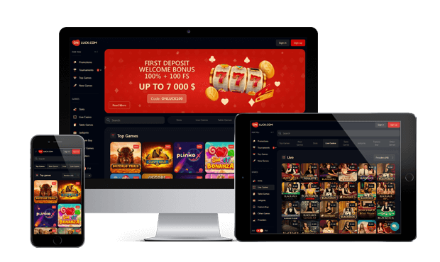 onluck casino website screens