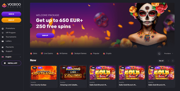voodoo casino website screen