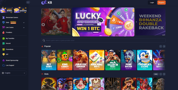 k8 casino website screen