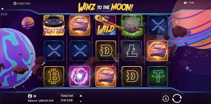 winz to the moon slot screen