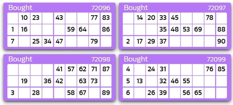 90-ball bingo tickets