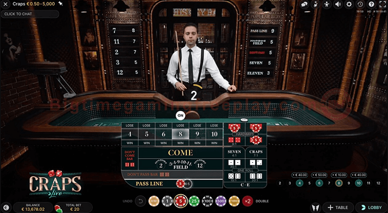 craps live game screen