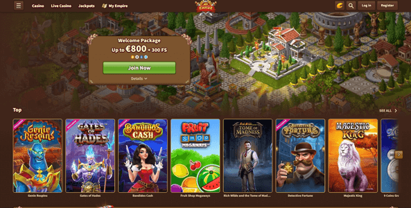 myempire casino website screen