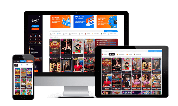 rakoo casino website screens