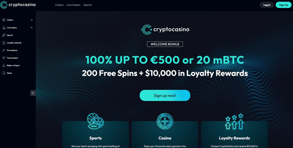 cryptocasino.com website screen