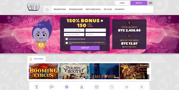 cryptowild casino website screen